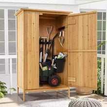 Load image into Gallery viewer, COSTWAY Outdoor Storage Cabinet 5 × 3 FT Wooden Garden Shed w/Asphalt Roof
