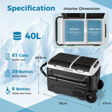 Load image into Gallery viewer, COSTWAY 40L Car Fridge Freezer, Dual Zone Portable Compressor Car Refrigerator
