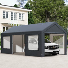 Load image into Gallery viewer, All-Weather Outdoor Car Shelter with 8 Removable Sidewalls and Roll-up Doors
