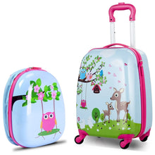 Load image into Gallery viewer, 2 Pieces Kids Luggage Set with Carry-on Suitcase and Backpack-Forest
