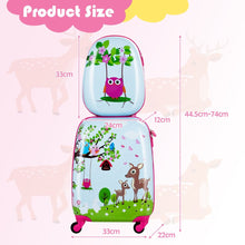 Load image into Gallery viewer, 2 Pieces Kids Luggage Set with Carry-on Suitcase and Backpack-Forest
