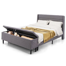 Load image into Gallery viewer, Upholstered King Size Bed Frame with Ottoman Bench and Headboard
