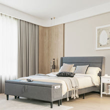 Load image into Gallery viewer, Upholstered King Size Bed Frame with Ottoman Bench and Headboard
