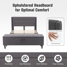 Load image into Gallery viewer, Upholstered King Size Bed Frame with Ottoman Bench and Headboard
