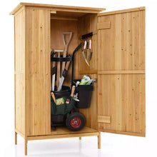 Load image into Gallery viewer, COSTWAY Outdoor Storage Cabinet 5 × 3 FT Wooden Garden Shed w/Asphalt Roof
