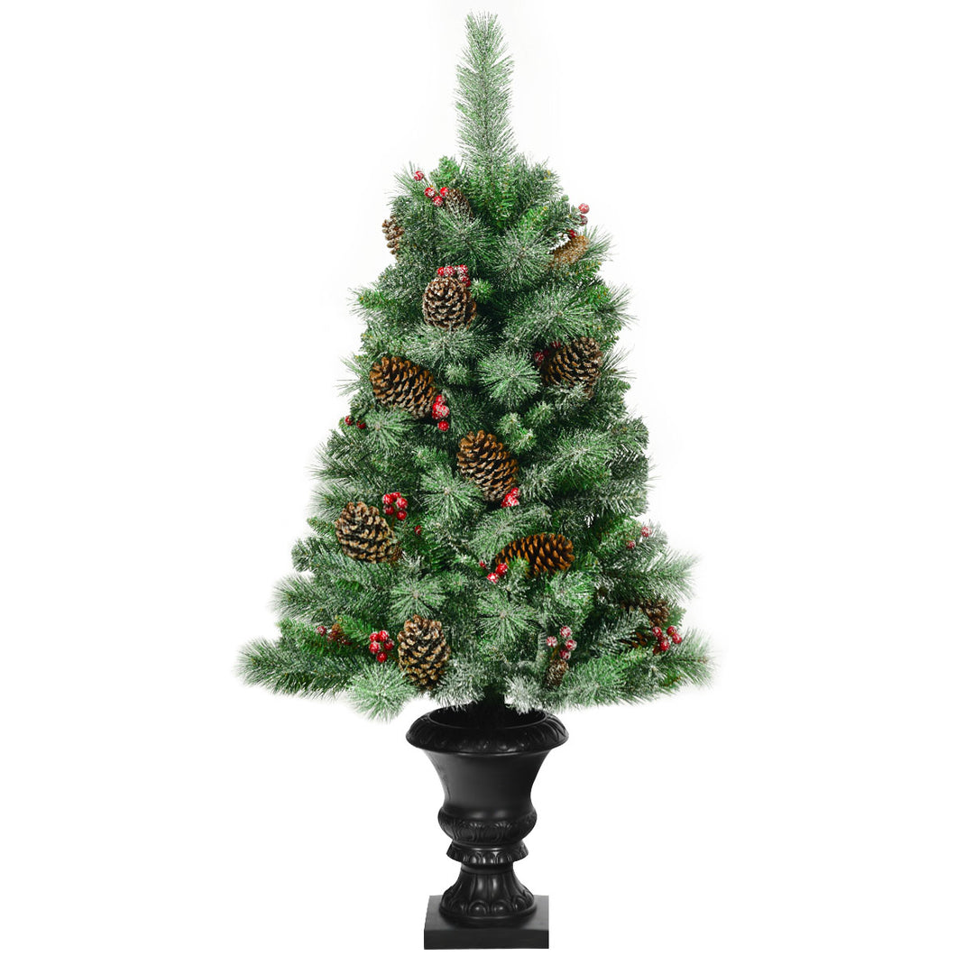 4FT Artificial Christmas Tree Indoor Outdoor Xmas Tree Decoration W/ Pine Cones